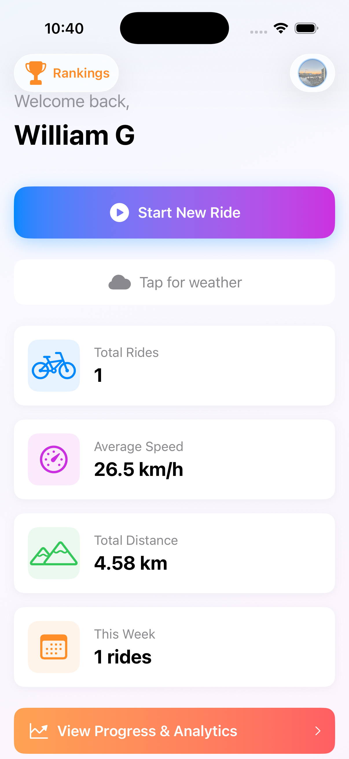 PedalPro App Dashboard